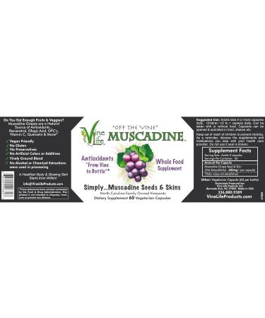 VineLife Muscadine Grape Seed & Skin 650mg - 60 Veggie Capsules - Antioxidant Superfood - 1300mg Per Serving - Natural Resveratrol - Buy Online on GoSupps.com