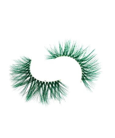VNIHTT 20mm 3D Mink Colored Eyelashes - Green Dramatic Look for Cosplay, Stage, Halloween - Soft & Fluffy Fake Lashes - 1 Pair - Buy Online on GoSupps.com