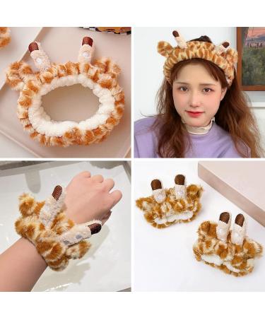 Giraffe Spa Headband and Wristband Set | Face Wash Accessories for Skincare Routine | 3Pcs Set for Effortless Face Washing | Ideal for Women and Girls - Buy Online on GoSupps.com
