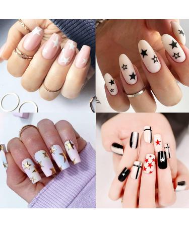 Colorful Stars 3D Nail Art Stickers - Self-Adhesive Glitter Decals for Manicure DIY - Buy Online on GoSupps.com