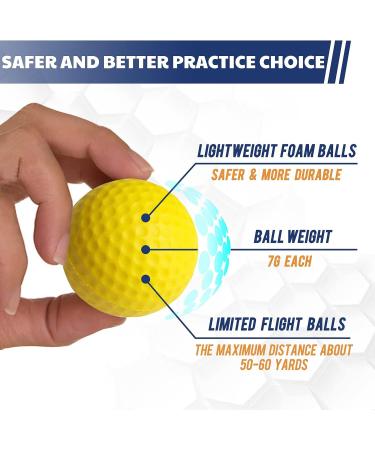 Jaya Foam Golf Practice Balls - Realistic Feel, Limited Flight - Soft Indoor/Outdoor Training - Yellow (12 Pack) - Buy Online on GoSupps.com