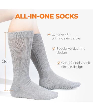 FITEXTREME MORESTEP Diabetic Crew Socks 3 Pairs Grey | Non-Binding Top, Anti-Slip Grips, Cushioned Sole - Buy Online on GoSupps.com
