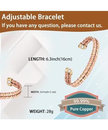 EnerCoppeX Copper Magnetic Bracelet for Women - Detox Jewelry with 3500 Gauss Magnet (CPB-0999) - Buy Online on GoSupps.com