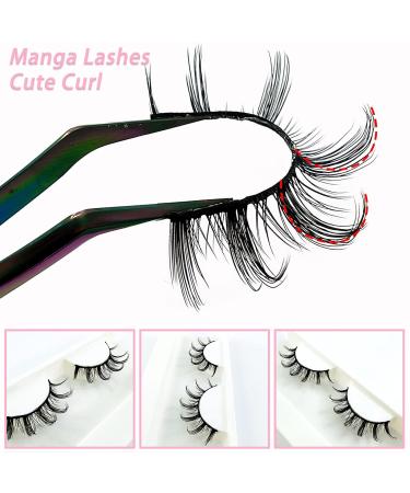 Buy Manga Lashes - 5 Pairs Natural Look Faux Mink Anime Fake Eyelashes | 15mm Short Spiky Wispy Cosplay Lashes - Buy Online on GoSupps.com