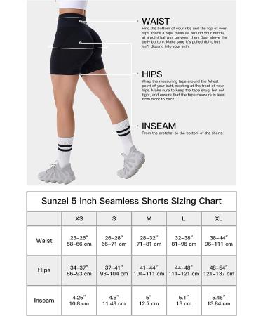 Sunzel Butt Scrunch Seamless Shorts - Women's 5 Inch High Waist Workout Shorts in Medium Black Grey - Buy Online on GoSupps.com