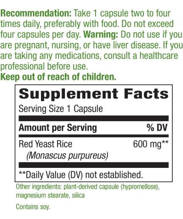 Nature's Way Red Yeast Rice 600mg Vcaps - 120 Count for Heart Health - Buy Online on GoSupps.com