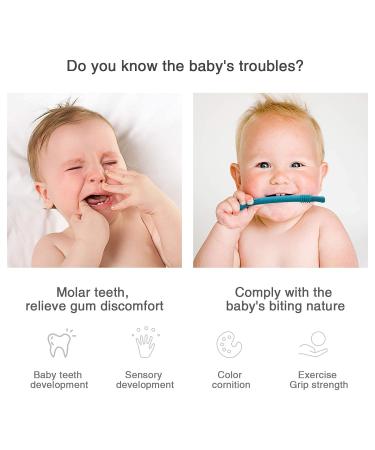 Hollow Molar Teether Silicone Baby Teething Toy (6 Pack) with Cleaning Brush - BPA Free & Freezable - Multicolored for Boys and Girls - Buy Online on GoSupps.com