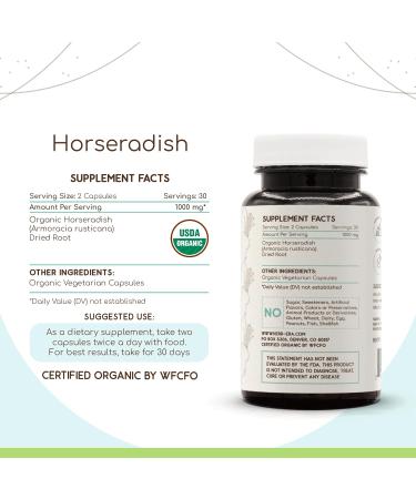 HerbEra Horseradish USDA Organic 60 Capsules | Natural Herbal Supplement | Certified Organic Vegetarian Capsules and Organic Horseradish (Armoracia rusticana) Dried Root (60 Capsules) 60 Count (Pack of 1) - Buy Online on GoSupps.com