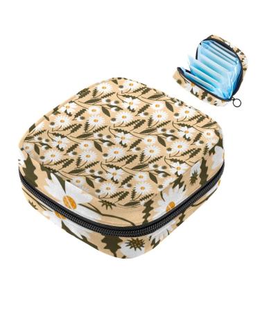 Storage bags for women's bandages white flower pattern portable menstrual insert panty liners tampons women's bandages storage holder for women school office multi -colored 05