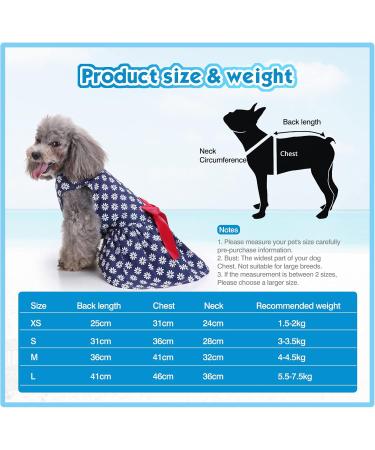 Petcute Elegant Dog Dress - Summer Tutu & Lace Skirt for Small Dogs - Cute Bowknot & Flower Design | XS Dark Blue & White - Buy Online on GoSupps.com
