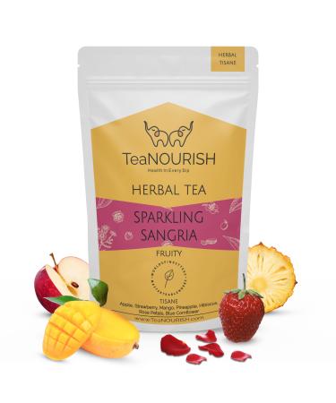 Teanourish Sparkling Sangria |Caffeine -free herbal tea |Refreshing and fruity |Apple strawberry mango pineapple hibiscus |Brooth or iced tea-100 g of bubbling sangria 100g pack - Buy Online on GoSupps.com
