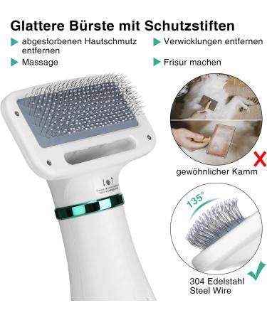 Ownpets 2-in-1 Pet Hair Dryer Brush for Dogs & Cats - Adjustable Temperature Dog Dryer 300W - Efficient Fur Comb & Hair Removal - Buy Online on GoSupps.com