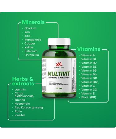  XXL Nutrition XXL Nutrition Multivit - Multivitamin tablets vitamin supplements - 120 capsules - Buy Online on GoSupps.com