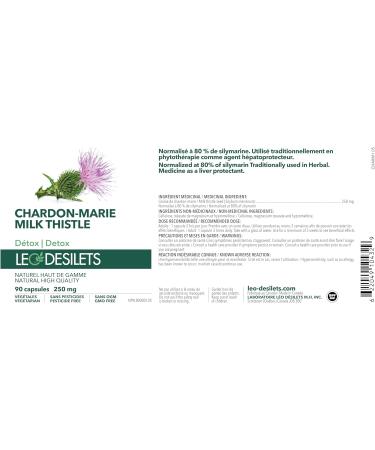 Leo Desilets Milk Thistle Capsules | Supports Liver Health & Detox | 90 Vegetarian Capsules | Non-GMO Pesticide-Free - Buy Online on GoSupps.com