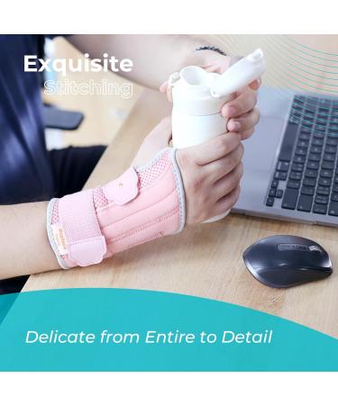 CureCare Adjustable Wrist Support with 2 Rails for Pain Relief | Carpal Tunnel & Tendinitis Bandage (L/XL Left Pink) - International Shipping Available - Buy Online on GoSupps.com