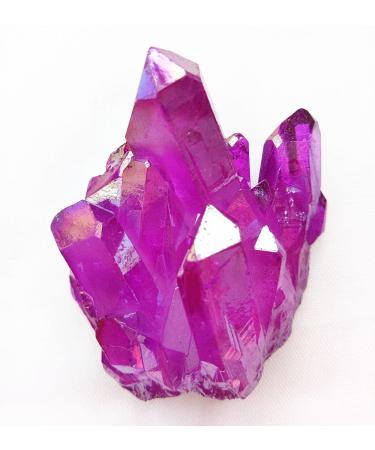 Crystal 100g Titanium Coated Fuchsia Natural Rock Crystal Quartz Cluster Halo Angel Cluster Specimen Suitable for Home Office Decoration ERTEYIN