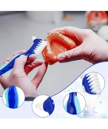 3 Color Denture Toothbrush 3 Pcs Double Bristle Head Denture Cleaning Brush Set with Multi-Layered Bristles and Rubber Anti-Slip Handle for False Teeth Cleaning - Buy Online on GoSupps.com