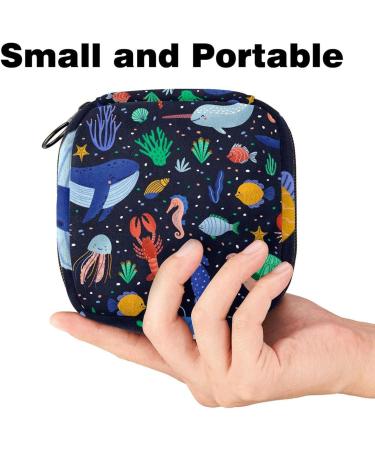 Menstruation Pad Bag with Zipper | Women's Tampon & Napkin Collection Bags - Happy Sea Animals Design - Buy Online on GoSupps.com