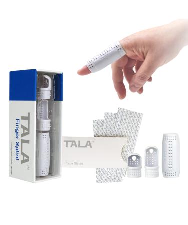 Tala Finger Splint with Fingertip Protection | FDA Reg Medical-Grade Athletic Fit Reusable Finger Brace for Breaks Arthritis Sprain Trigger Finger Lacerations etc. | Waterproof | Soft Gray Size 14 14 Soft Gray
