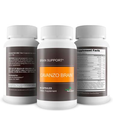 Cavanzo Brain Support - Brain Support Supplement Improve Memory Focus and Brain Function - Memory - Focus - Clarity - Recovery - Stamina - Cavanzo Frankincense Improved Capsule Formulation - Buy Online on GoSupps.com