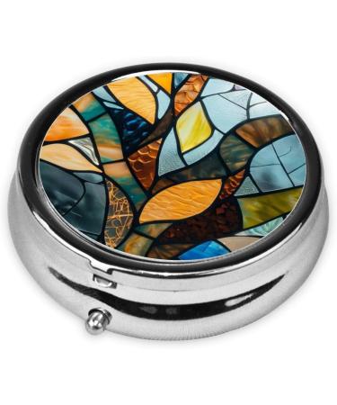 Tree of Lenses Portable Metal Pill Box - Round Mini 3-Compartment Design for Small Pills | Travel Essential in Black - Buy Online on GoSupps.com