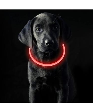 Coolzon Led Luminous Call Band dog collar waterproof collision dog 3 modes light tape dog collar in length adjustable super bright kals band cat and dog small medium red
