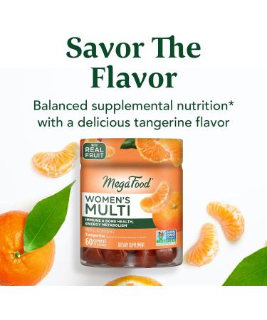 MegaFood Women's Multi - Tangerine Multivitamin Gummies for Immune & Bone Health - 60 Count - Buy Online on GoSupps.com