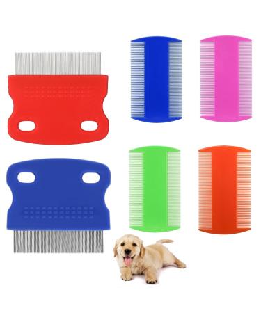 Pet Flea Combs Cat Dog Flea Comb Hair Removal Grooming Comb Double Side Combs Float Hair Tear Stain Lice Grooming Combs Fine Tooth Grooming Tool for Cats Dogs Rabbits - 6Pcs