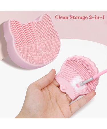 Songaa Silicone Makeup Brush Cleaning Mat & Organizer | Claw Shaped Brush Cleaner Pad - Pink - Buy Online on GoSupps.com