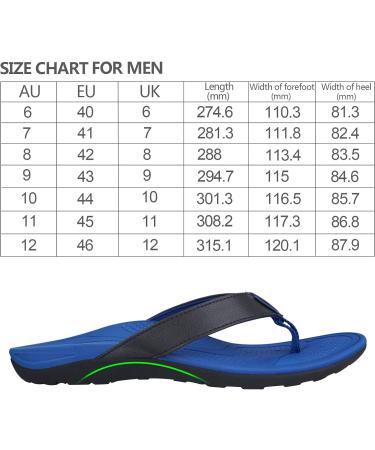 Everhealth Men's Orthotic Flip Flops - Arch Support Sandals for Plantar Fasciitis Relief - Size 9, Blue - Buy Online on GoSupps.com