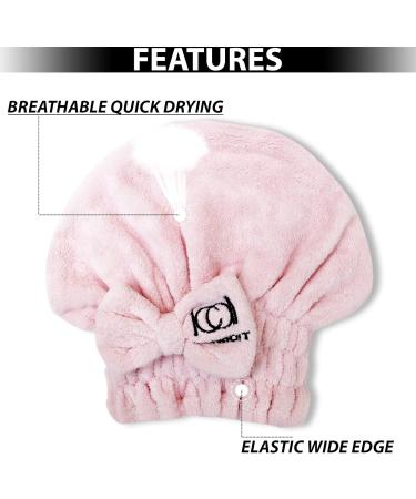 ICANdOIT Microfiber Hair Towel and Cap 2 Pack - Quick Drying Hair Turban for Women and Kids - Lightpink - Buy Online on GoSupps.com