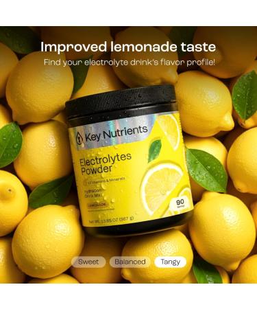 KeyNutrients Electrolytes Powder - Zero Calorie Lemonade Hydration Packets | Keto-Friendly & Gluten-Free USA-Made Electrolyte Supplement (90 Servings) - Buy Online on GoSupps.com