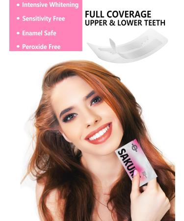 Teeth Whitening Strips - 42 Sensitive-Free Strips for Deep Stains Enamel-Safe & Non-Slip - Sakura Flavor (21 Treatments - Buy Online on GoSupps.com