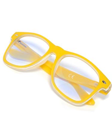 Mfaz Morefaz Ltd Women Men's reading glasses +1.5 +2.0 +2.5 +3.5 +4.0 Blue Light filter glasses glare protection scratch -resistant computer TV anti Glare +2.00 Anti GLARE yellow