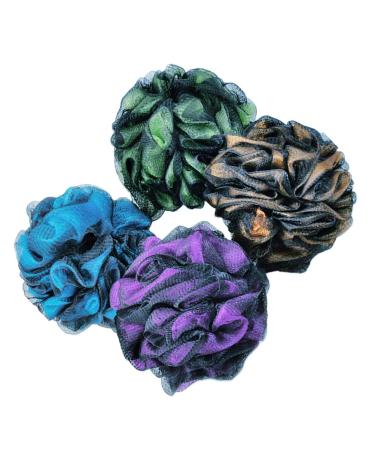 Lurrose Double Color Exfoliating Body Scrubber 4pcs - Loofah and Shower Sponge Pouf for Adult, Kid, Child - Bath Ball Set - Buy Online on GoSupps.com