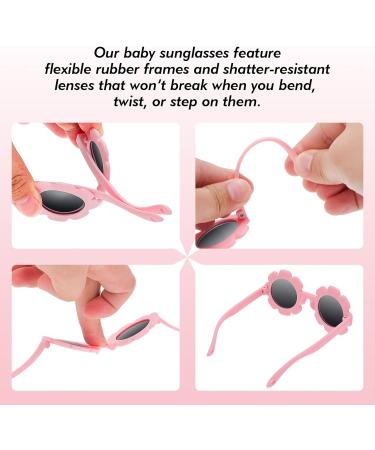 Hifot Baby Sunglasses with Strap - Cute Flower Polarized UV400 Protection for Infant Girls, 0-24 Months - Pink - Buy Online on GoSupps.com