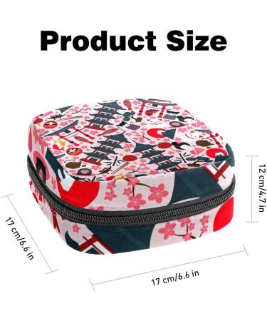 Japan Pagoda Torii Gate Mount Fuji Sanitary Napkin Storage - Portable Periodasche for Women & Teens | Colorful Sushi Dada Pattern - Buy Online on GoSupps.com