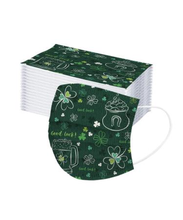 Zhinian 10/50 pieces children disposable mouth protection 3-layer green mouth and nose protection St.Patrick's day four-leaf clover pressure dust-tight breathable multifunction cloth scarf bandana neckerchief 50pc b1
