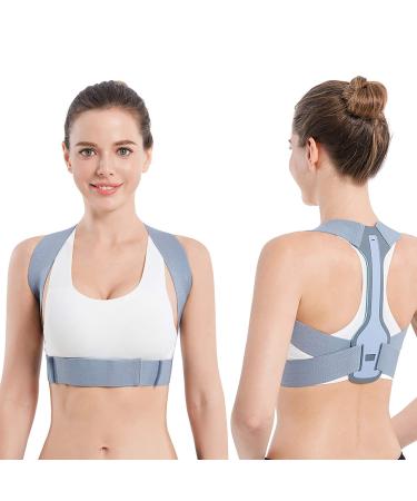 Posture Corrector for Women and Men, Upper Back Brace Straightener Posture Corrector for Clavicle Chest Support Grey Medium