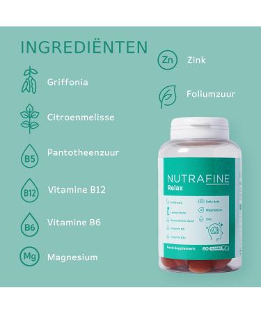 Nutrafine Relax Gummies 5HTP Magnesium Rhodiola & BVitamins 60 Gummis Anti Stress Supplements For adults Sugarfree - Buy Online on GoSupps.com
