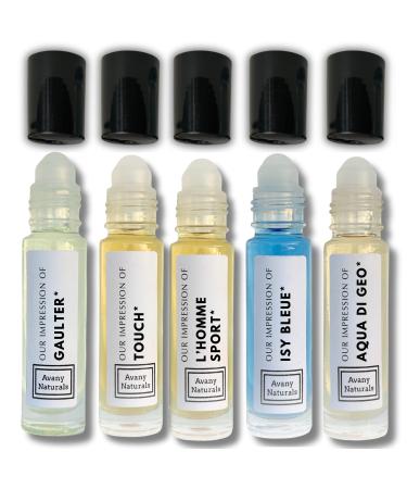 Mens Cologne Sampler Sets - Travel Size Perfume Scented Body Oil Alt Fragrances Replicant Perfume Roll on Mini Perfume Bottle for Man 5 pc (Sporty Vibes)