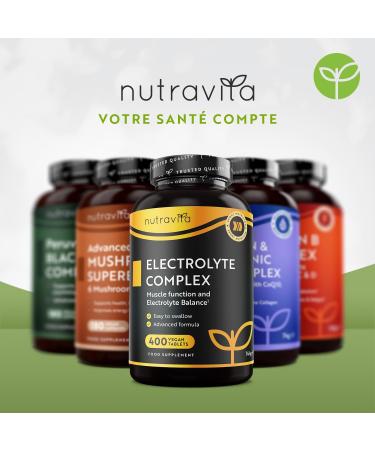 Electrolyte Complex 900mg 400 Comprim s (1+ An) avec Magnesium Calcium Potassium Compl ment Alimentaire - Fonction Musculaire (EFSA) Electrolytes Hydratation sans Sucre - Nutravita 400 unit (Lot de 1) - Buy Online on GoSupps.com