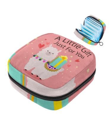 Women's binding-up bag Cute alpaca women's tampon storage bag Tampon storage bag zip pockets menstrual tied bags multi03