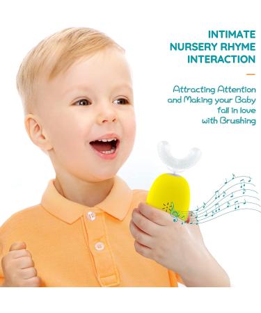 Mornwell Kids Electric Toothbrush - U Type Whitening Massage, IPX7 Waterproof, Smart Rechargeable (Yellow) - Buy Online on GoSupps.com