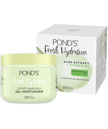POND S Fresh Hydration Gel Moisturizer 24 HR Hydration with Aloe Vera Extract Vitamin E & B3 Niacinamide Alcohol & Oil-Free Face Moisturizer Dermatologist Tested 3.4 oz 3.4 Ounce (Pack of 1)