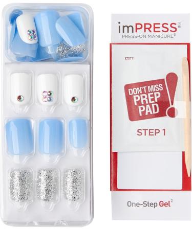 KISS imPRESS Press-On Manicure I'd Rather Be Short Length Square with PureFit Technology Includes Prep Pad Mini File Cuticle Stick and 30 Fake Nails - Buy Online on GoSupps.com