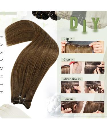 Easyouth Medium Brown Double Weft Human Hair Extensions 20 Inch 100g - #4 Brown Sew-in Extensions - Buy Online on GoSupps.com
