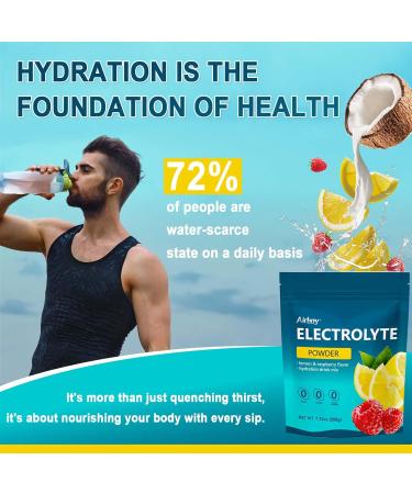 Airboy Electrolytes Powder No Sugar Keto Electrolyte Mix 1000 mg of Potassium Low Sodium Lemon Raspberry Flavor Hydration Drink Supplement for Dehydration Relief and Rehydration 32Servings - Buy Online on GoSupps.com