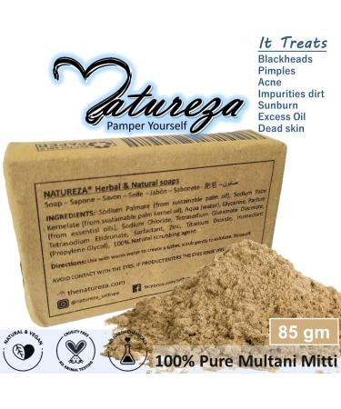 Natureza Organic Multani Mitti soap Bentonite Clay soap Fuller's Earth Soap for Blackheads Oily Skin 90g - Buy Online on GoSupps.com