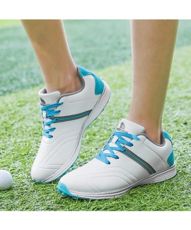 Ifrich Waterproof Spikeless Golf Shoes Women's 7.5 White Blue | Lightweight & Comfortable - Buy Online on GoSupps.com